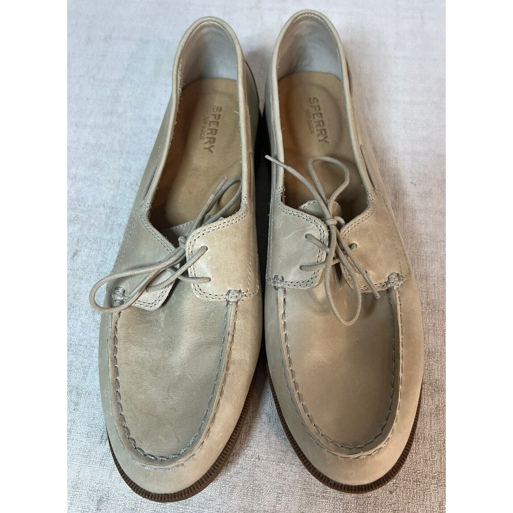 SPERRY Womens Leather Slip on Shoes Tie up bone beige Size 11 - Picture 6 of 12
